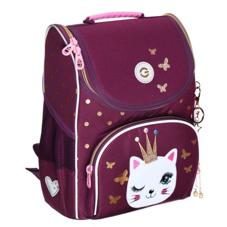 School standard, 33 x 25 x 13 cm, Grizzly, + bag for shoes, plush, burgundy-1