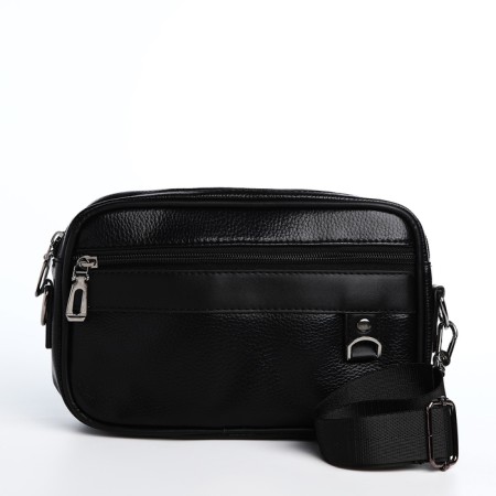 Male bag over the shoulder, artificial leather, black color-1