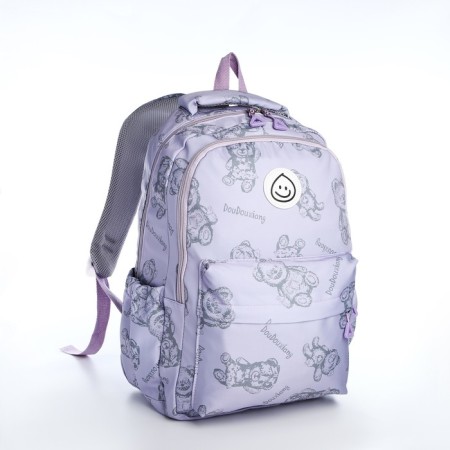 School backpack of textiles on lightning, 4 pockets, lilac color-2