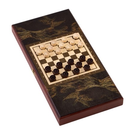Wooden backgammon with checkers, board game "Leo and Moon", 40 x 40 cm-3
