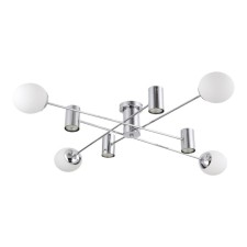 Ceiling EVOLUCE lamp. Sle1105-102-08. Raito. 8x5+60 watts, GU10+E27, 4000K, 120x120x20 cm, chromium color