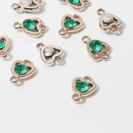 Connector "Heart" 2.2 × 1.6 × 0.7 cm, (set 10 pcs.), The color is light green in gold