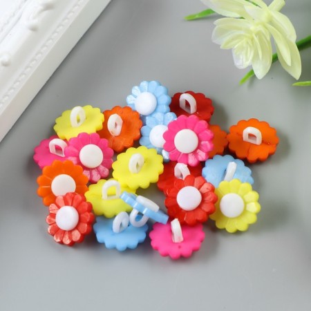 A set of buttons of decorative plastic "Flower flowers" (set 22 pcs) 1.5x1.5 cm