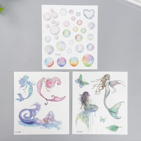 Tattoo on the body color with sparkles "Mermaid" mix 12x10 cm