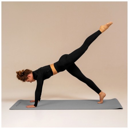 Fitness and yoga mat, 183x61x0.6 cm, gray/black color-10