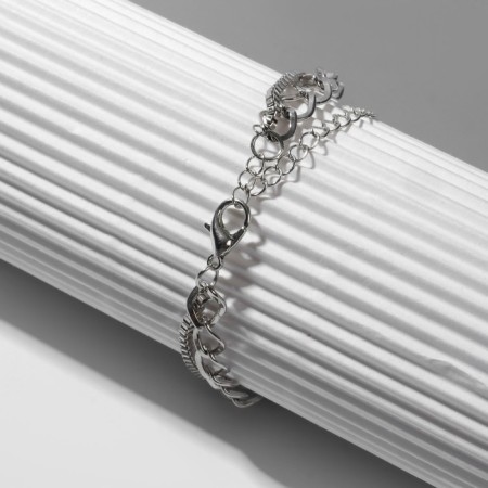 Bracelet Metal "Snake", green color in silver, l = 16 cm-2
