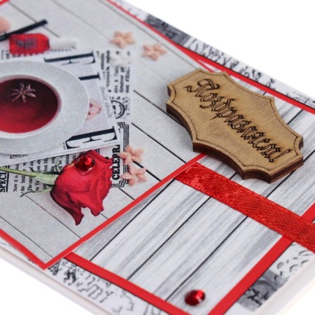 Money envelope "Congratulations!" Handmade, tea, 8x16 cm-3