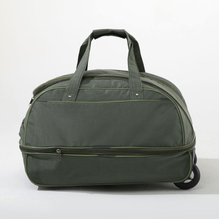 Road bag on wheels, lightning department with an increase, external pocket, khaki color-1