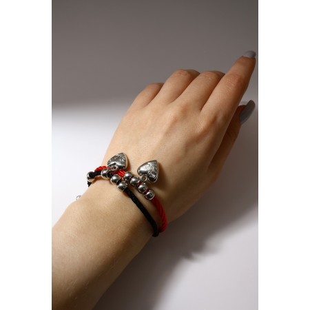 Bracelets "Demetrons" heart, black-red color, l = 18cm-1