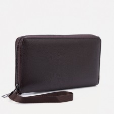Male purse with lightning, department for bills, for cards, for coins, brown color
