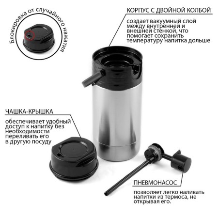 Thermos "Amet. Geyser" 1c58, with a pneumatic pump, 3 l, 60 ° C, retains heat 24 hours-3