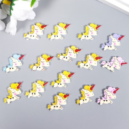Buttons wood for creativity 2 punctures of "unicorned" set of 15 pcs mix 1.6x2.5 cm