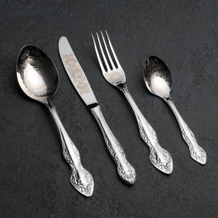 Set of cutlery "Slavyanka", 24 items, decorative box, silver color-1