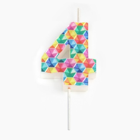 Candle in the cake on the skewer "Kaleidoscope", the number 4, 7 cm-2