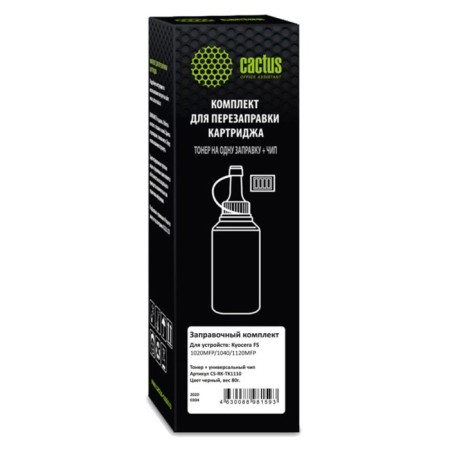 Toner CACTUS CS-RK-TK1110, chip, for KyoCera FS-1020/1040/1120, bottle 80 g, black color black