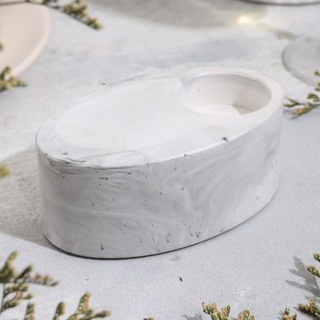 Cloth "narrow oval. Marble" from gypsum, 11.5x7x4cm, marble with black stripes-1
