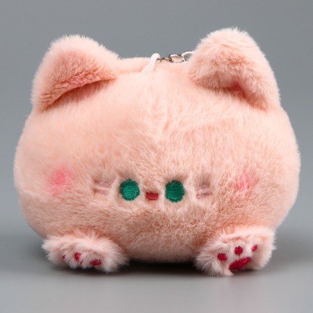 Soft toy "Cat-shred" on a key fob, 11 cm, pink color-1