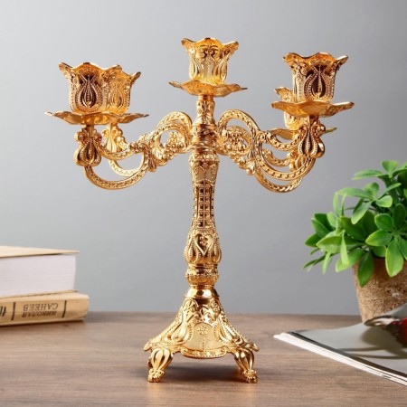 Summary Metal for 5 candles "Pattern" color gold 28x26x26 cm-2