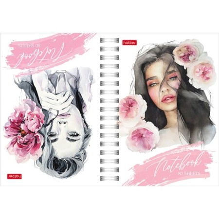 Notebook, A6, 80 sheets, in a cage, "enchanting tenderness", a solid double cover, glossy lamination, an offset block 65 g/m2