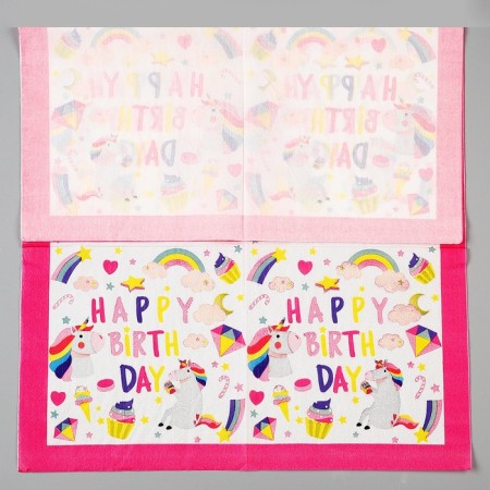 Paper napkins “Happy birthday. Unicorn ”, in the set of 20 pcs.-2
