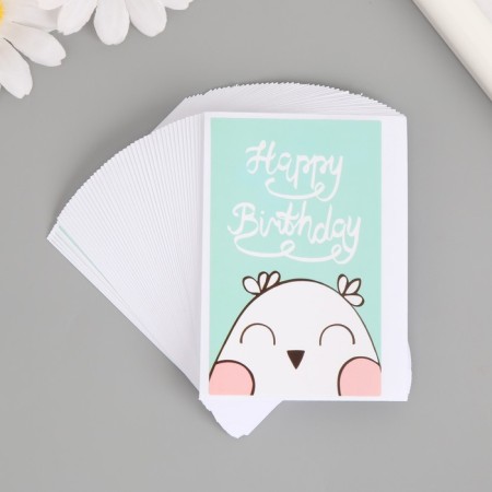 Stick Paper "Happy Birthday. Cute Owes" set of 50 pcs 8x5 cm
