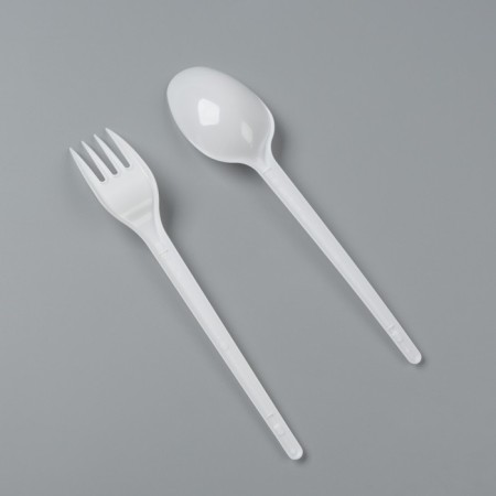 A set of disposable dishes "White" fork, spoon, napkin, 16.5 cm-2