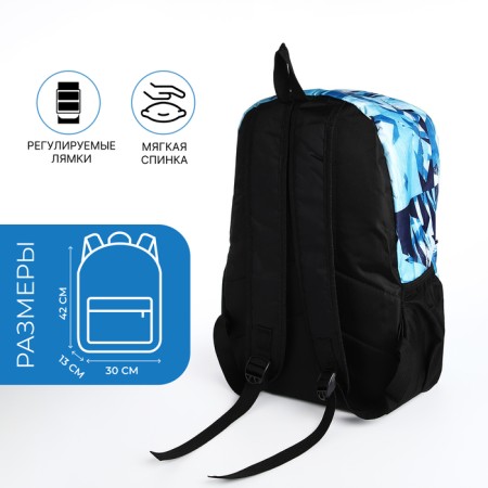 School backpack from textiles on lightning, 3 pockets, blue color-1