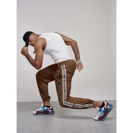 Joggers are sports male, size 50, brown color-2