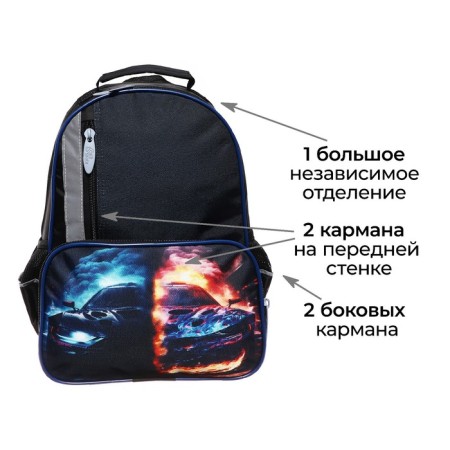 School backpack, 37 x 26 x 13 cm, ergonomic back, Calligrata ORT "Call in Fire"-2
