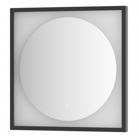 Mirror in a baguette frame with a 12 W LED light, 60x60 cm, sensory switch, neutral white with