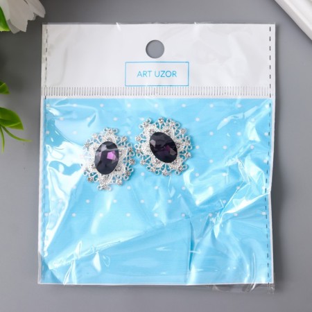 Decor for creativity Metal "Medallion Patal" dark violet crystal 2.6x2.4 cm-3