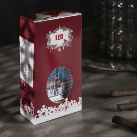 LED figure "Silver lantern with deer" 7 × 13 × 3.5 cm, plastic, batteries AG13x3, glow warm white-3