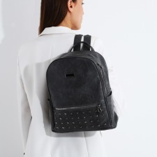 Women's backpack made of artificial leather with lightning, 1 pocket, gray color