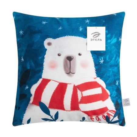 New Year's Ethel Pillow "Bear", 40*40 cm, 100% p/e, velor-5