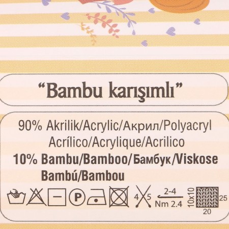 Yarn "Baby Best" 10% bamboo, 90% acrylic 240m/100g (216 yellow)-2