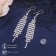 Hanging earrings with Princess rhinestones waterfall, white color in silver, 8.5 cm