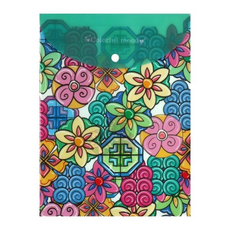 Folder-convert on the button, A4, 180 microns, "Flowers", mix-3