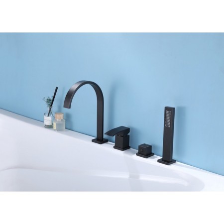 ABBER WASSERFALL AF8613B bathtub, on board the bath, shower set, black-1