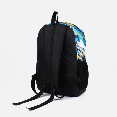 School backpack from lightning textiles, external pocket, blue/yellow color-3
