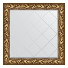 Mirror with engraving in the baguette frame, Byzantium gold 99 mm, 89x89 cm