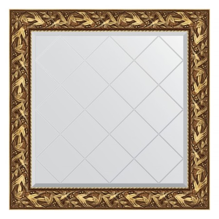 Mirror with engraving in the baguette frame, Byzantium gold 99 mm, 89x89 cm