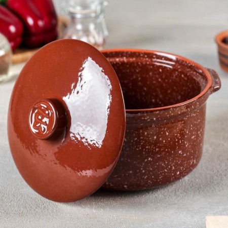 Social-sized pot “Brown marble”, 1.5 liters-1