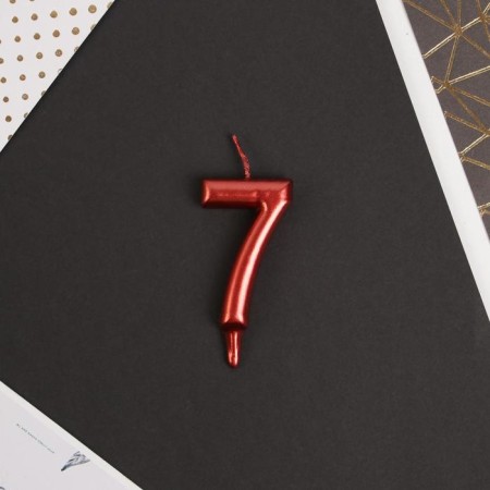 Candle for the cake, number "7", red.-3