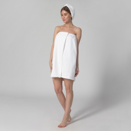 SUCH STOPS SAME AND I: PAREO towel 68*150cm+Chalma, White, 100%HL, 320 g/m2-4