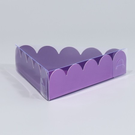 Cookie box, confectionery packaging with PVC lid, “purple”, 18 x 3 cm-1