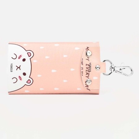 Key of buttons, length 10.8 cm, 7 carbines, beige color-1