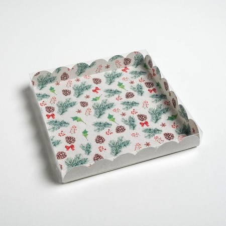Box for confectionery with PVC cover "Winter Time", 21 x 21 x 3 cm, new year-3