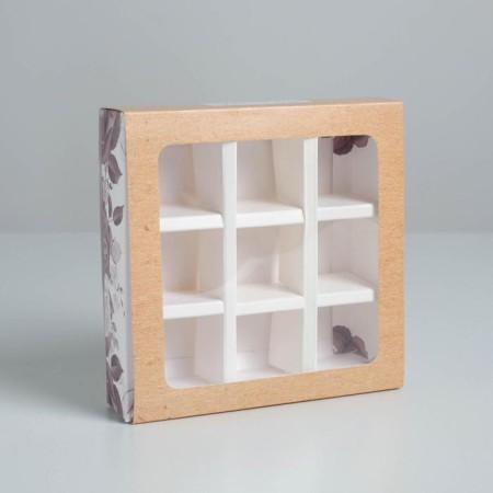 Box for sweets, confectionery packaging, 9 cells, Special for You, 14.5 x 14.5 x 3.5 cm