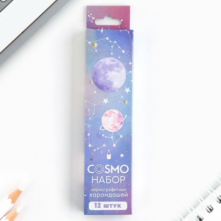 Pencil is a simple black -granographic without an eraser "Cosmos"-3