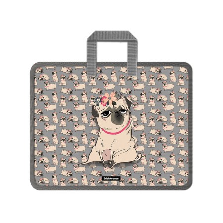 Folder with A4+handles, 335 x 265 x 60 mm, Erichkrause "Chilling Dog", 600 μm, lightning from above, with print